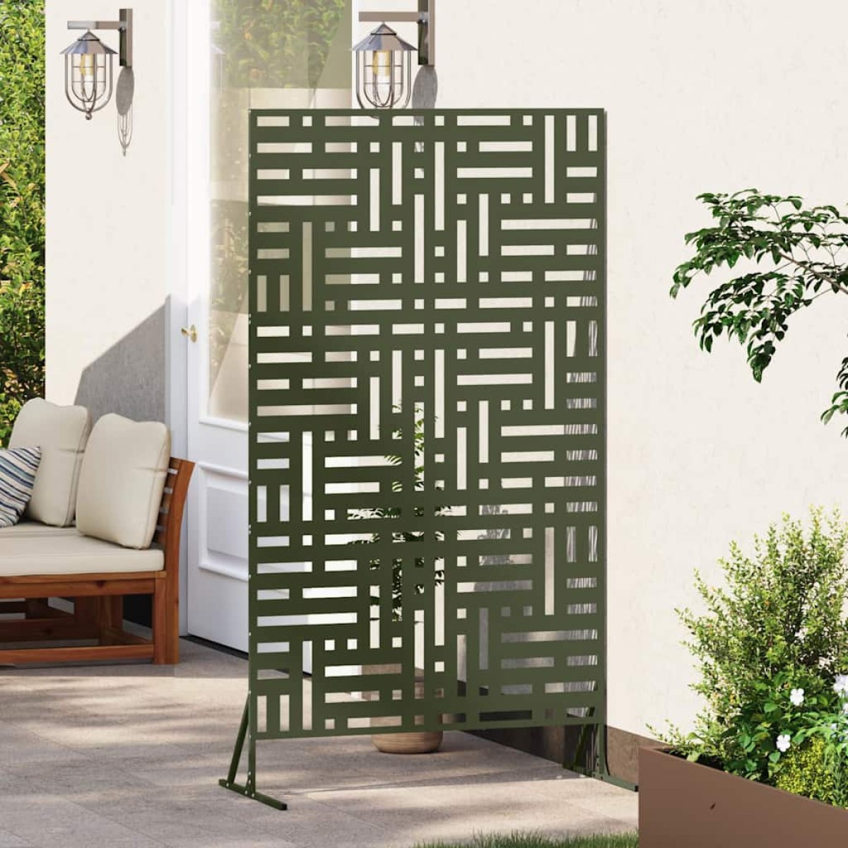 vidaXL Οθόνη Ιδιωτικότητας 100 x 50 x 180 εκ. Ατσάλι Λαδί
