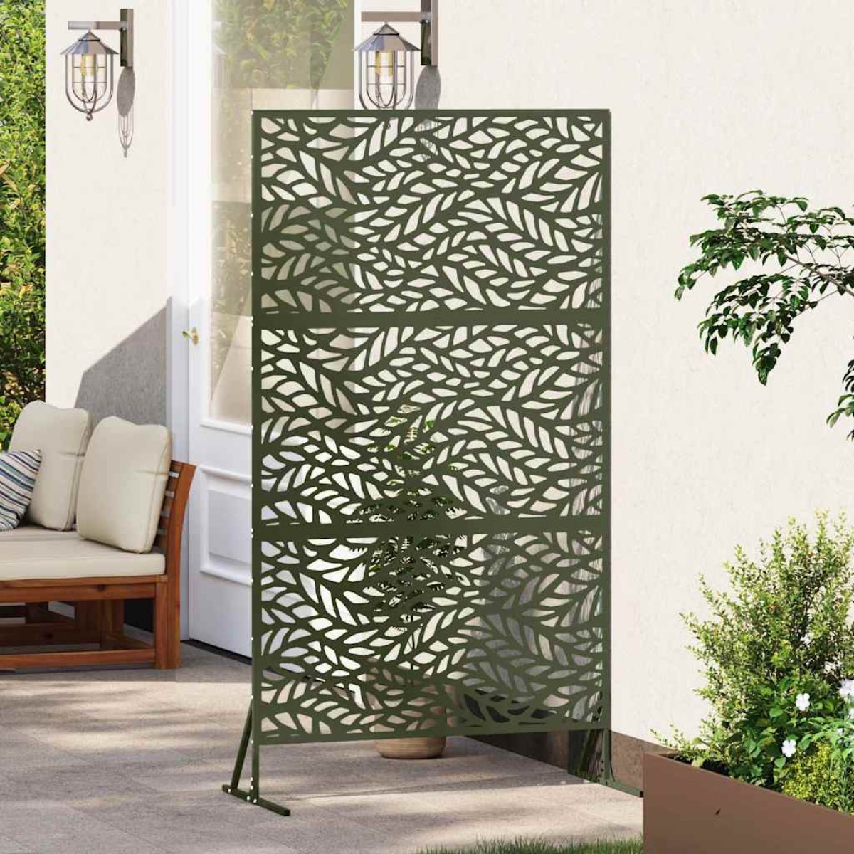 vidaXL Οθόνη Ιδιωτικότητας 100 x 50 x 180 εκ. Ατσάλι Λαδί