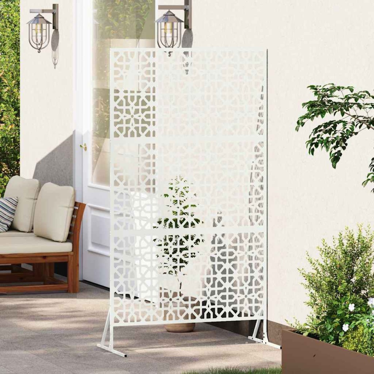 vidaXL Οθόνη Ιδιωτικότητας 100 x 50 x 180 εκ. Ατσάλι Λευκό