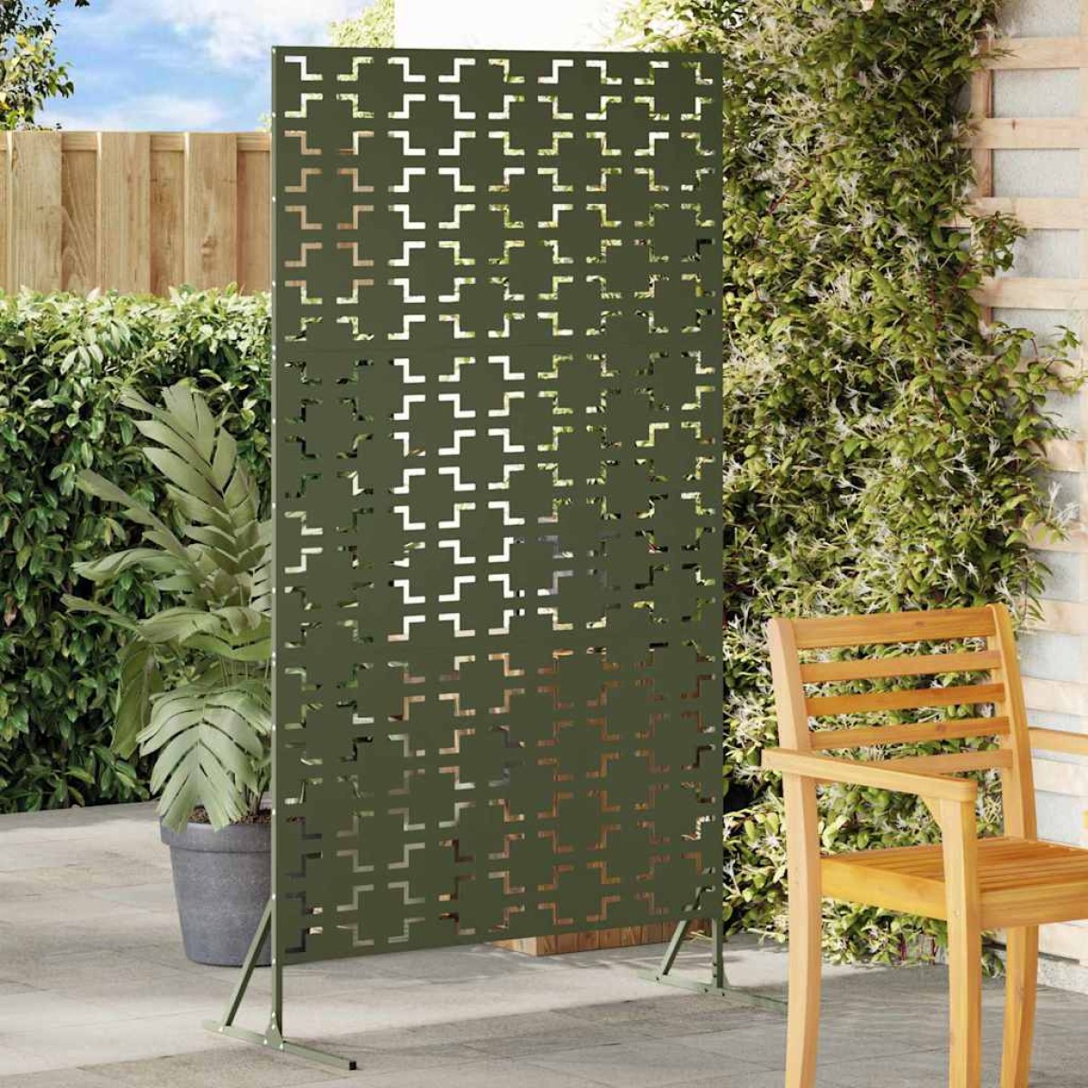 vidaXL Οθόνη Ιδιωτικότητας 100 x 50 x 180 εκ. Ατσάλι Λαδί