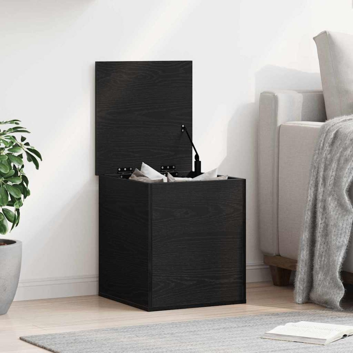 vidaXL Κουτί αποθήκευσης Μαύρη Οξυά 40 x 42 x 46 cm Επεξεργασμένο Ξύλο