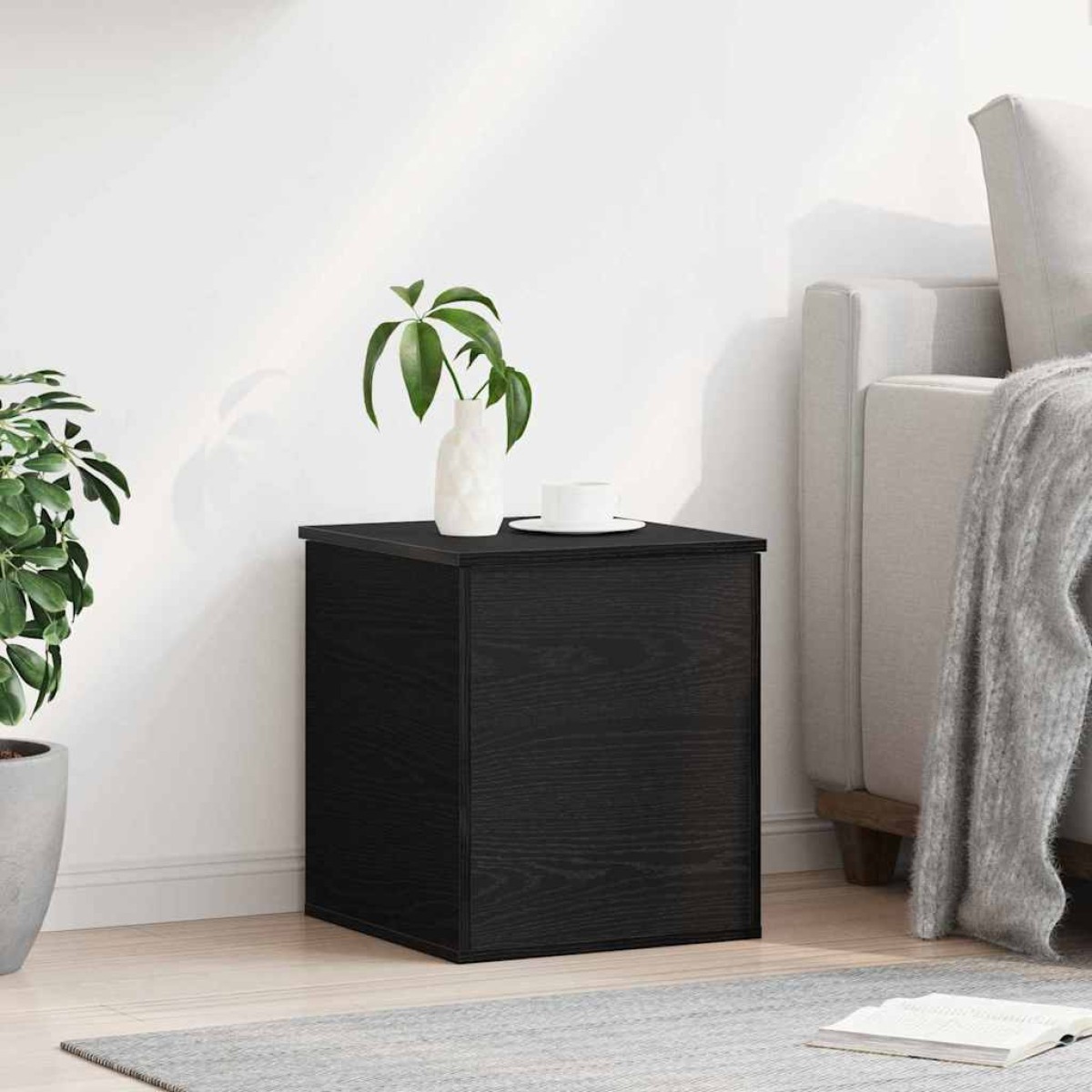 vidaXL Κουτί αποθήκευσης Μαύρη Οξυά 40 x 42 x 46 cm Επεξεργασμένο Ξύλο
