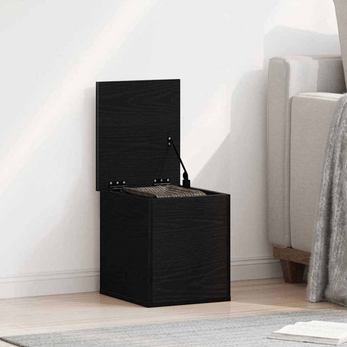 vidaXL Κουτί αποθήκευσης Μαύρη Οξυά 30 x 35 x 35 cm Επεξεργασμένο Ξύλο