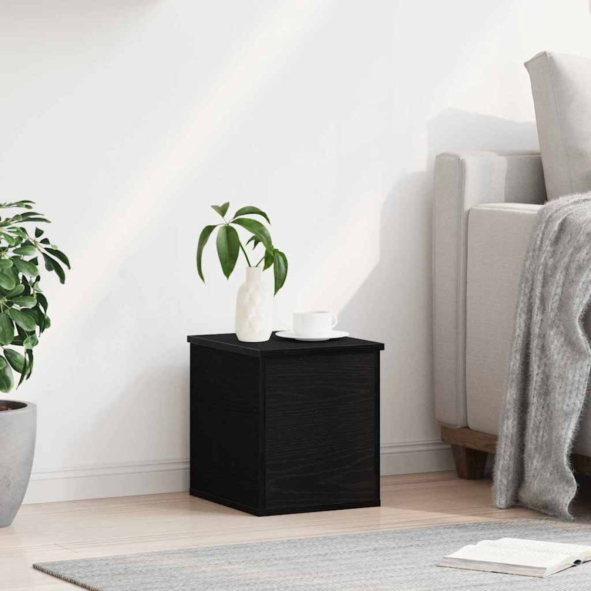 vidaXL Κουτί αποθήκευσης Μαύρη Οξυά 30 x 35 x 35 cm Επεξεργασμένο Ξύλο