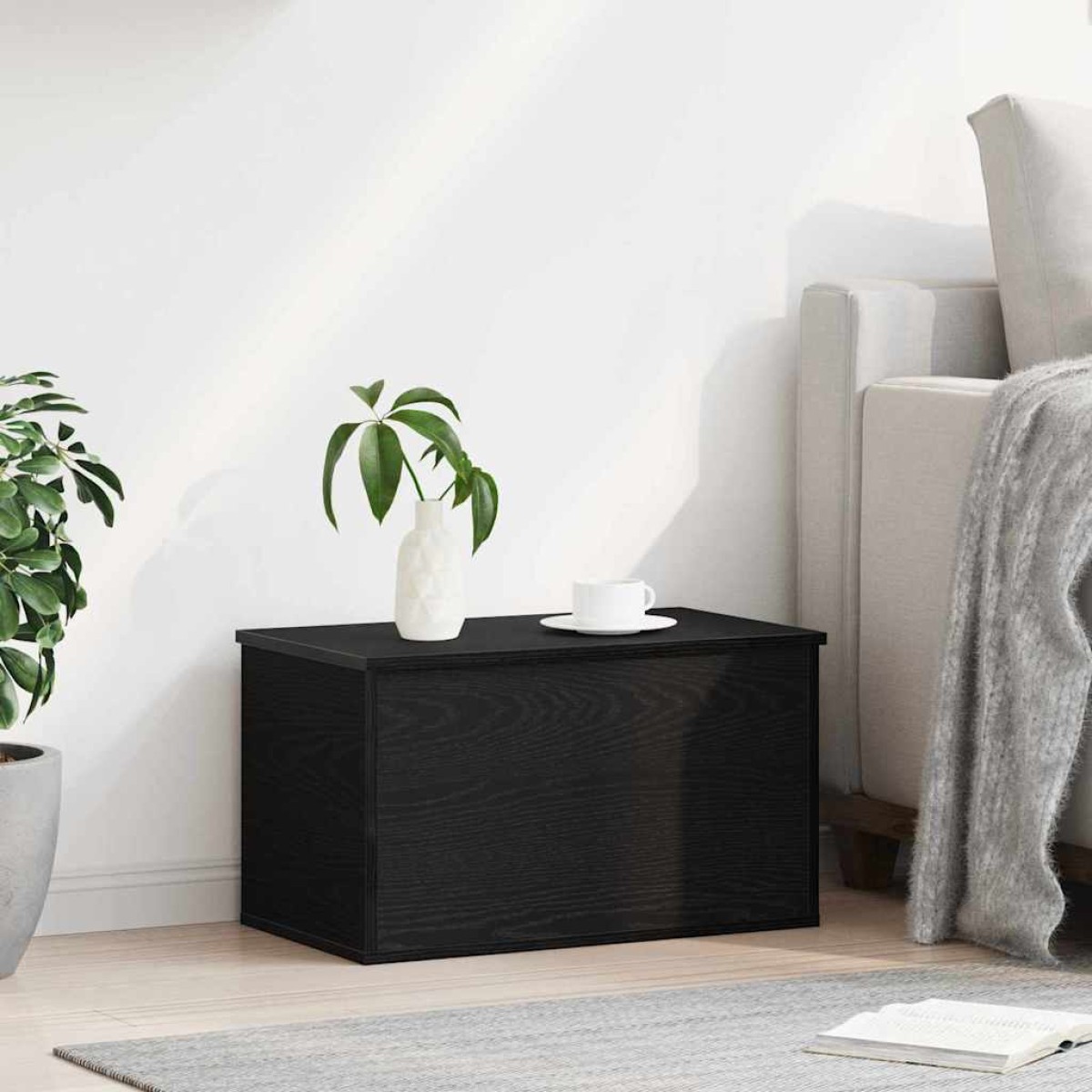 vidaXL Κουτί αποθήκευσης Μαύρη Οξυά 60 x 35 x 35 cm Επεξεργασμένο Ξύλο