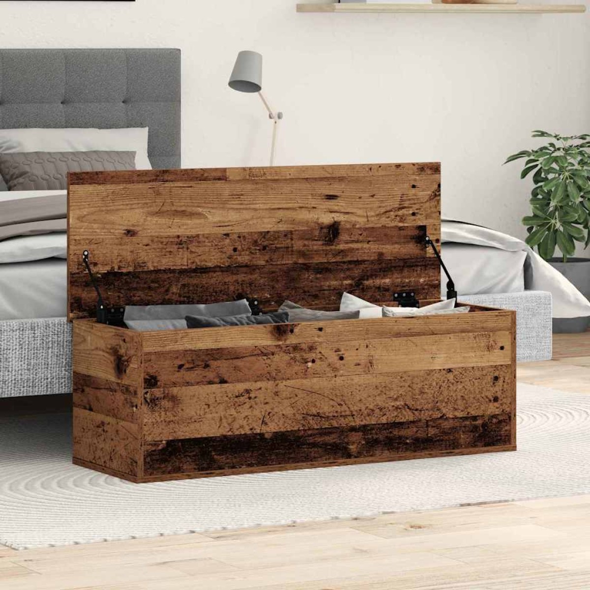 vidaXL Κουτί αποθήκευσης Παλιό Ξύλο 102 x 35 x 35 cm