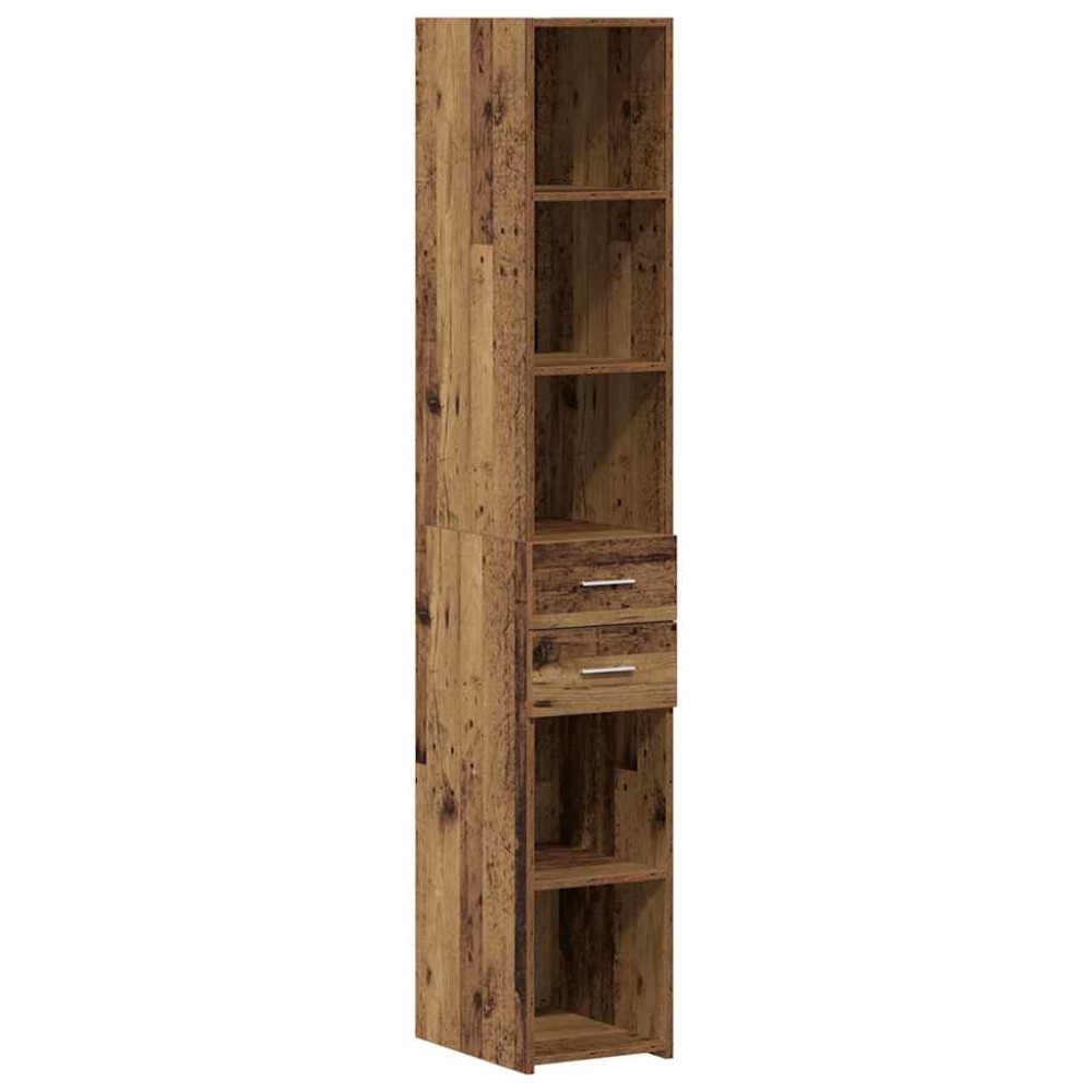 vidaXL Βιβλιοθήκη με συρτάρι Παλιό ξύλο 30 x 42.4 x 185.2 εκ.