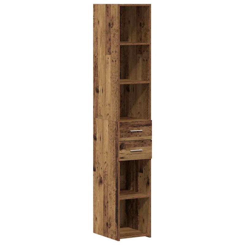vidaXL Βιβλιοθήκη με συρτάρι Παλιό ξύλο 30 x 42.4 x 185.2 εκ.