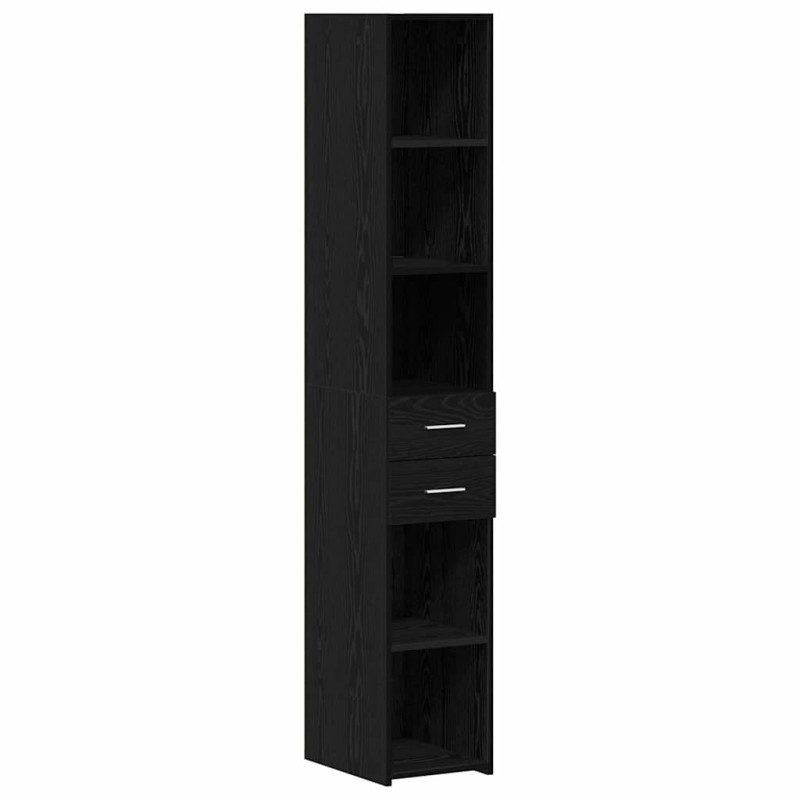 vidaXL Βιβλιοθήκη με συρτάρι Μαύρη Οξυά 30 x 42.4 x 185.2 εκ.