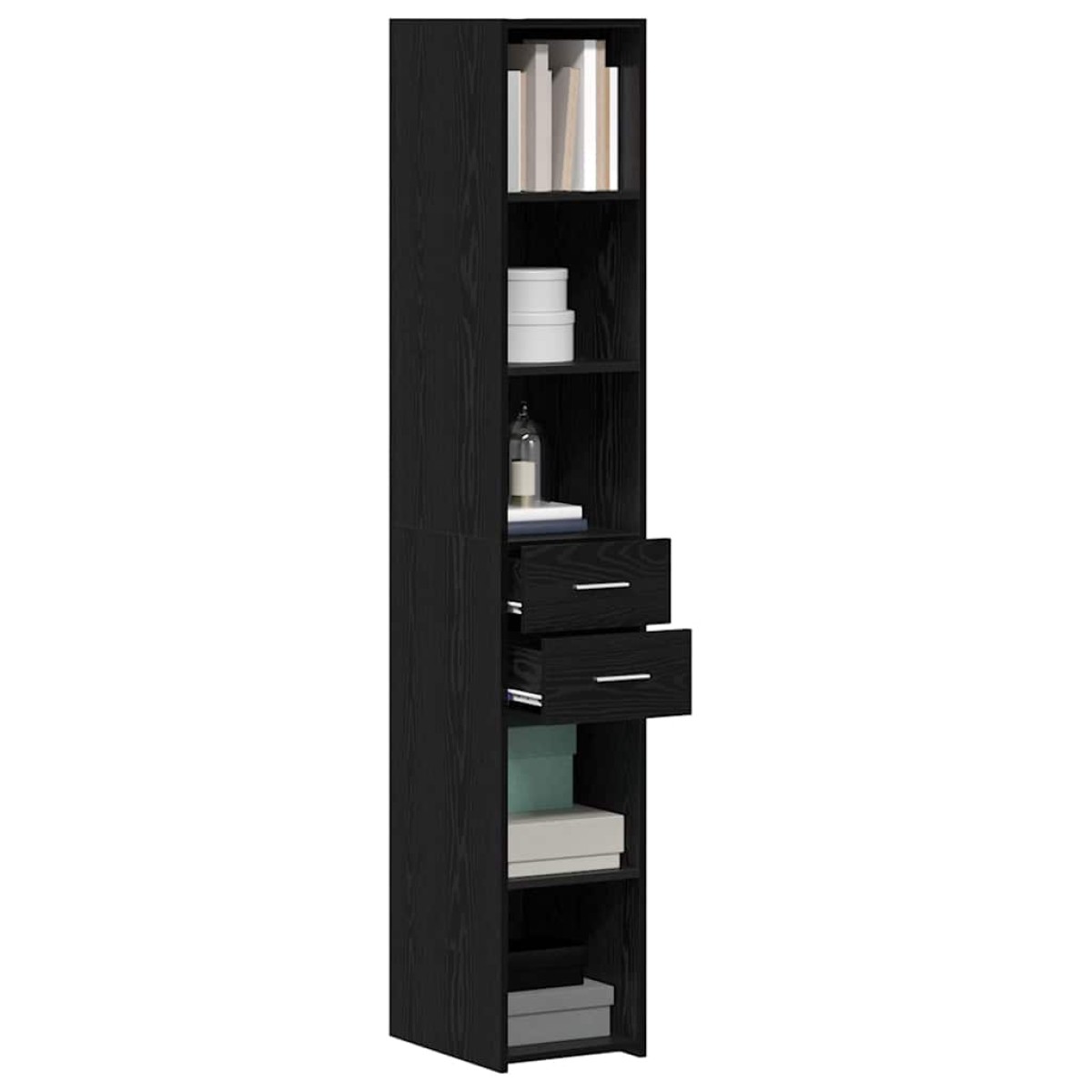 vidaXL Βιβλιοθήκη με συρτάρι Μαύρη Οξυά 30 x 42.4 x 185.2 εκ.