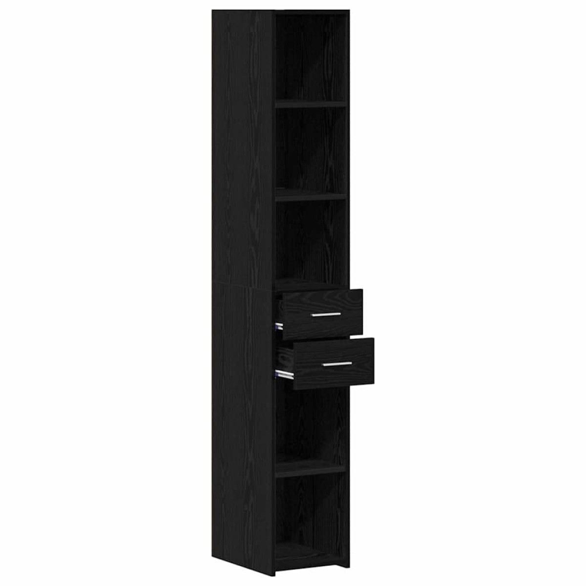 vidaXL Βιβλιοθήκη με συρτάρι Μαύρη Οξυά 30 x 42.4 x 185.2 εκ.