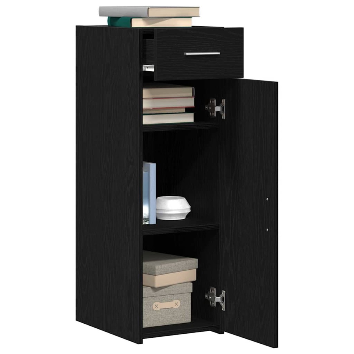 vidaXL Πλαϊνό γραφείο με συρτάρι Μαύρη Οξυά 30 x 42,5 x 93 εκ.
