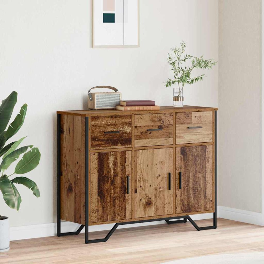 vidaXL Πλαϊνό γραφείο με συρτάρι Παλιό ξύλο 97 x 32,5 x 74,5 εκ.