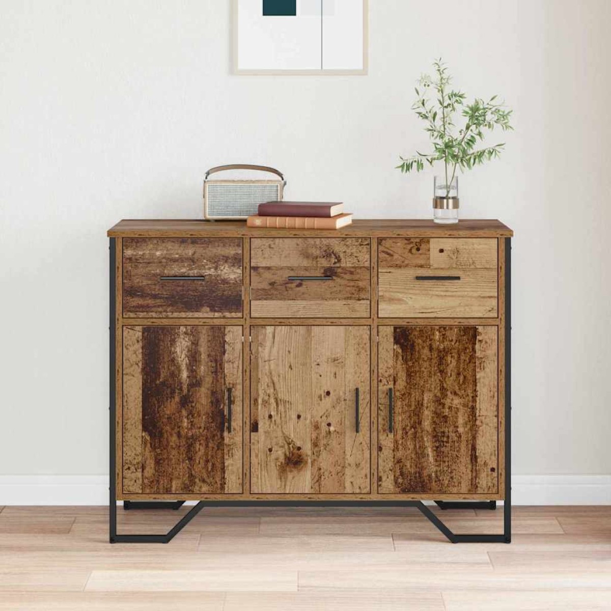 vidaXL Πλαϊνό γραφείο με συρτάρι Παλιό ξύλο 97 x 32,5 x 74,5 εκ.