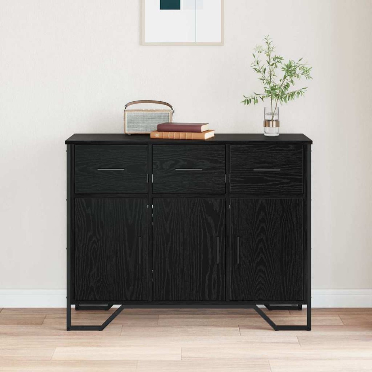 vidaXL Πλαϊνό γραφείο με συρτάρι Μαύρη Οξυά 97 x 32,5 x 74,5 εκ.