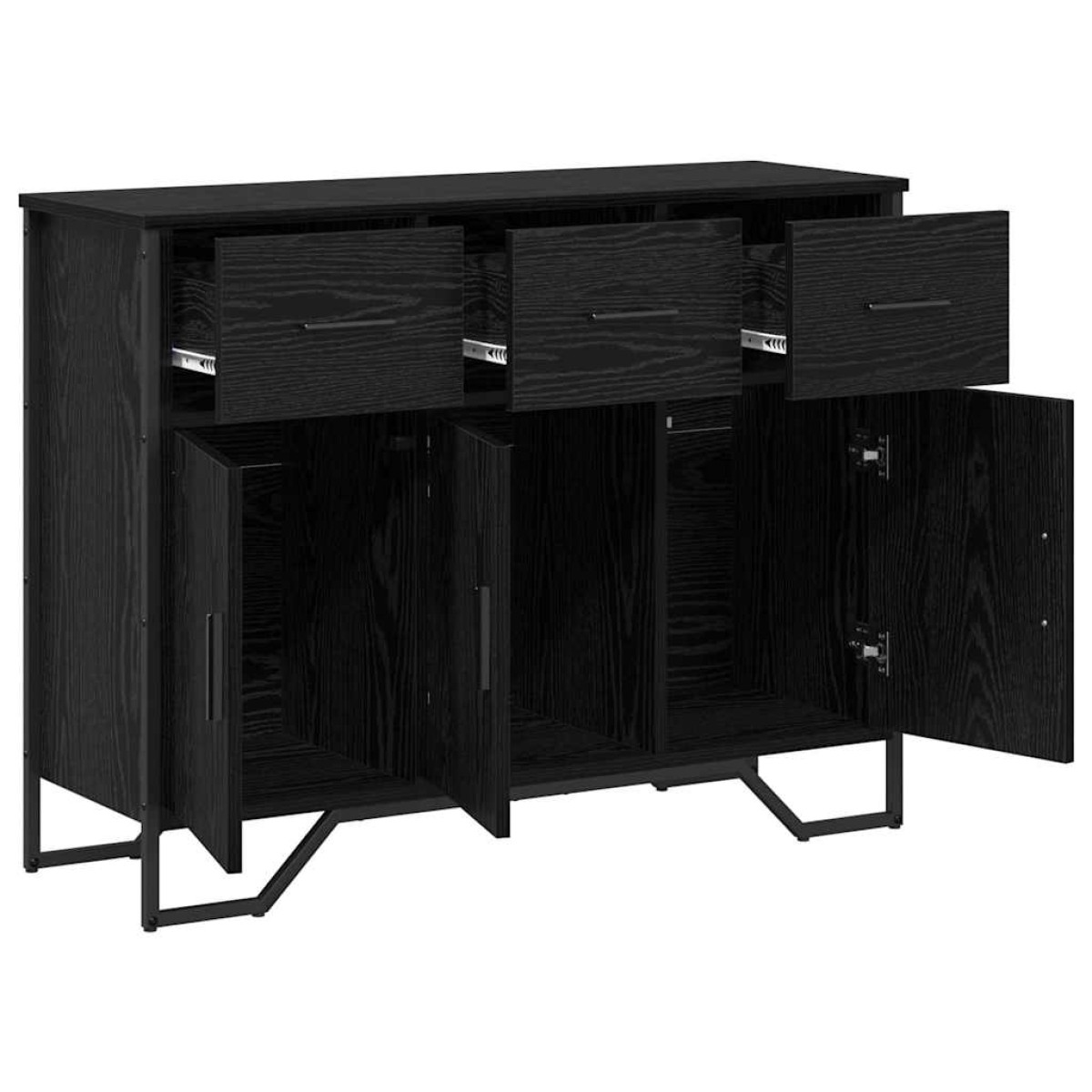 vidaXL Πλαϊνό γραφείο με συρτάρι Μαύρη Οξυά 97 x 32,5 x 74,5 εκ.