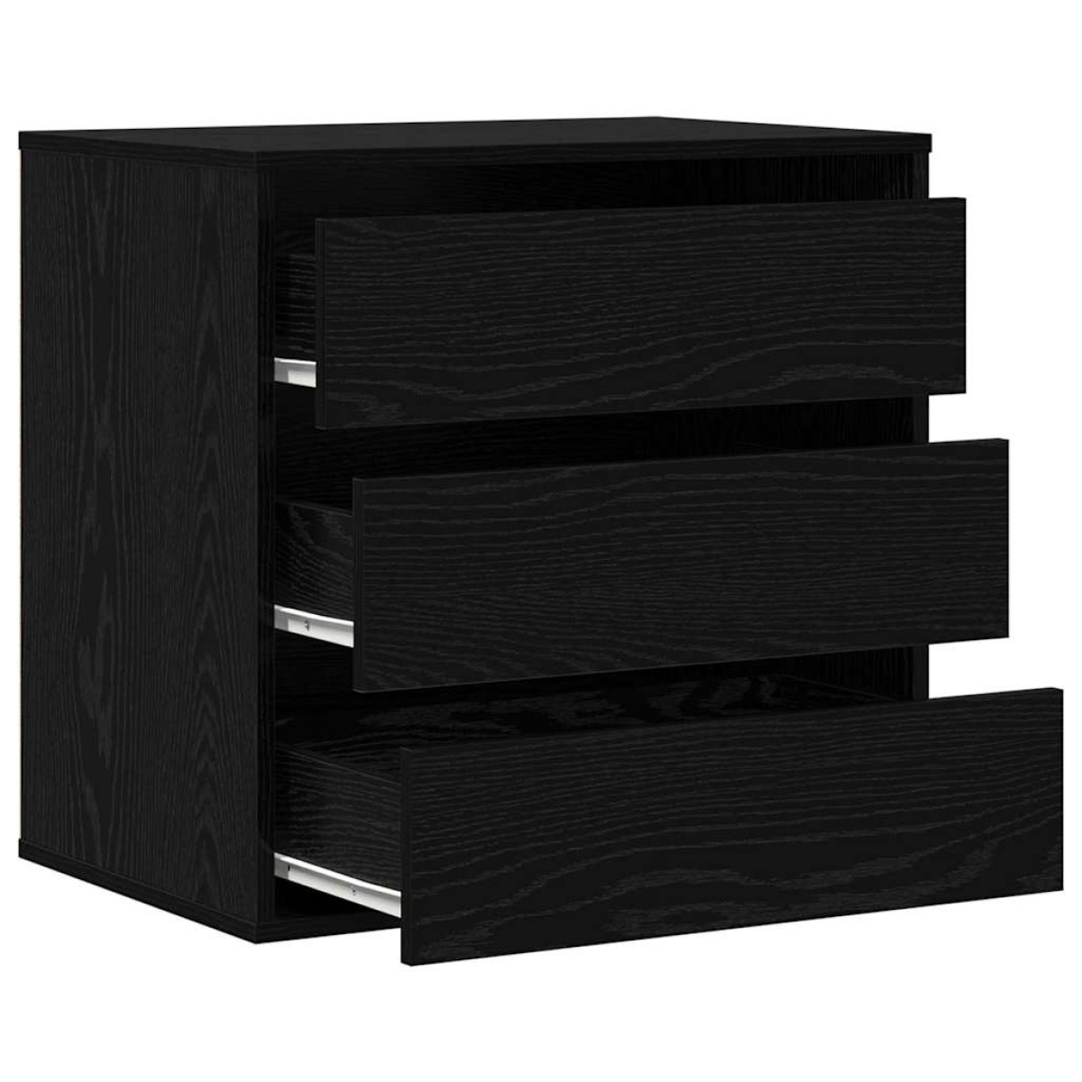 vidaXL Ντουλάπι με Συρτάρια 3-Συρτάρι Μαύρο 61 x 41 x 58 εκ