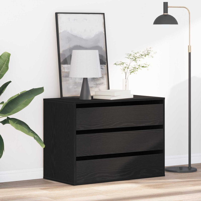 vidaXL Ντουλάπι με Συρτάρια 3-Συρτάρι Μαύρο 80 x 41 x 58 εκ.