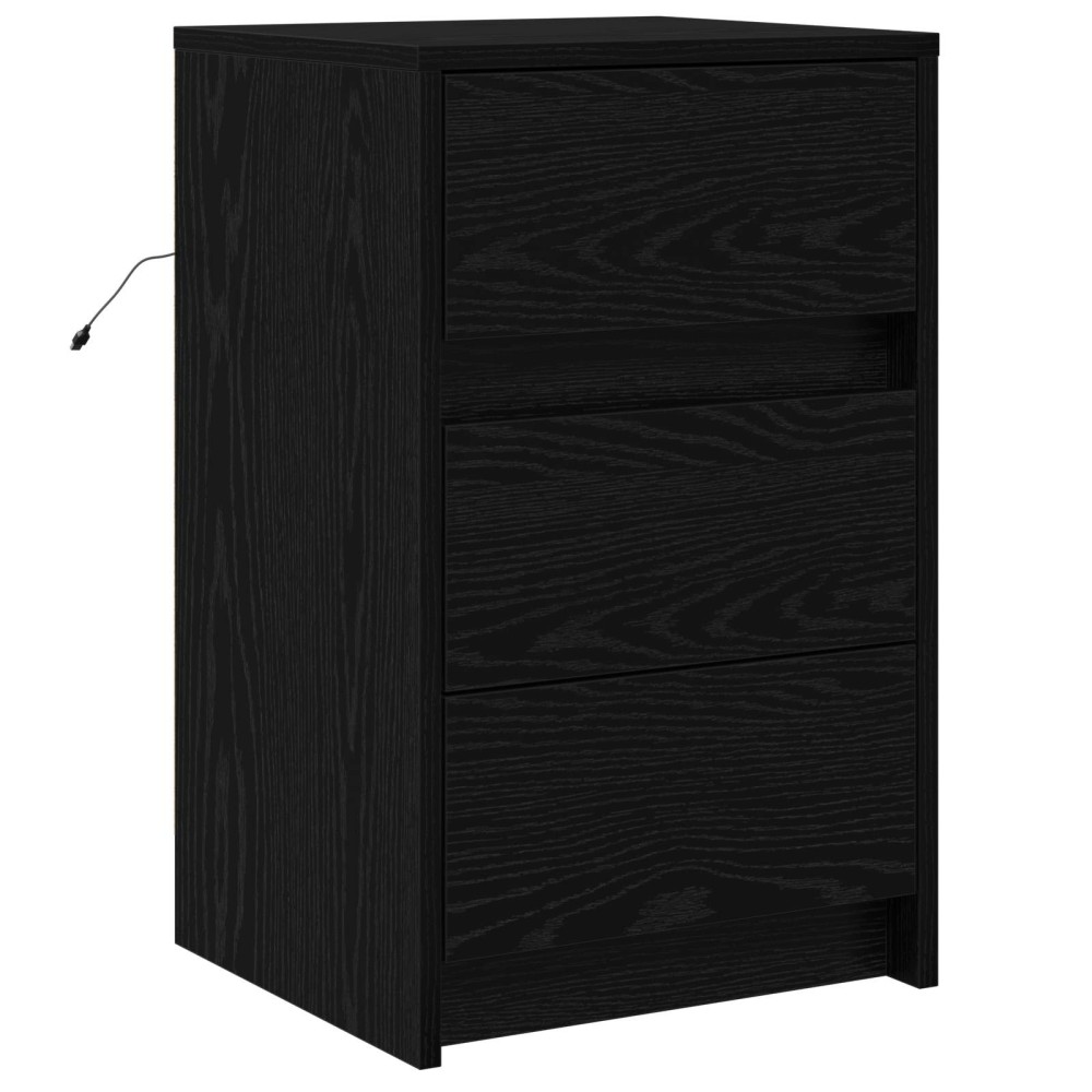 vidaXL Κομοδίνο Μαύρη Οξυά 38 x 34 x 61 εκ. Επεξεργασμένο ξύλο