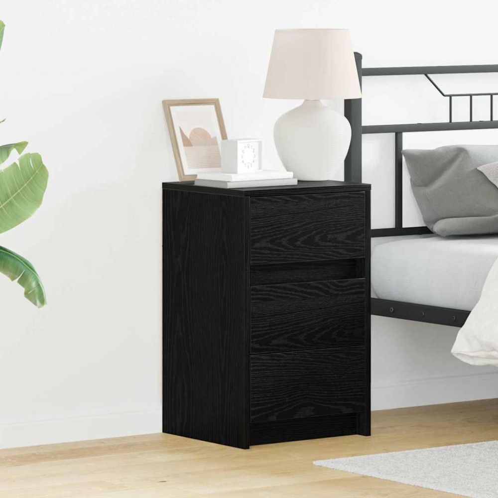 vidaXL Κομοδίνο Μαύρη Οξυά 38 x 34 x 61 εκ. Επεξεργασμένο ξύλο