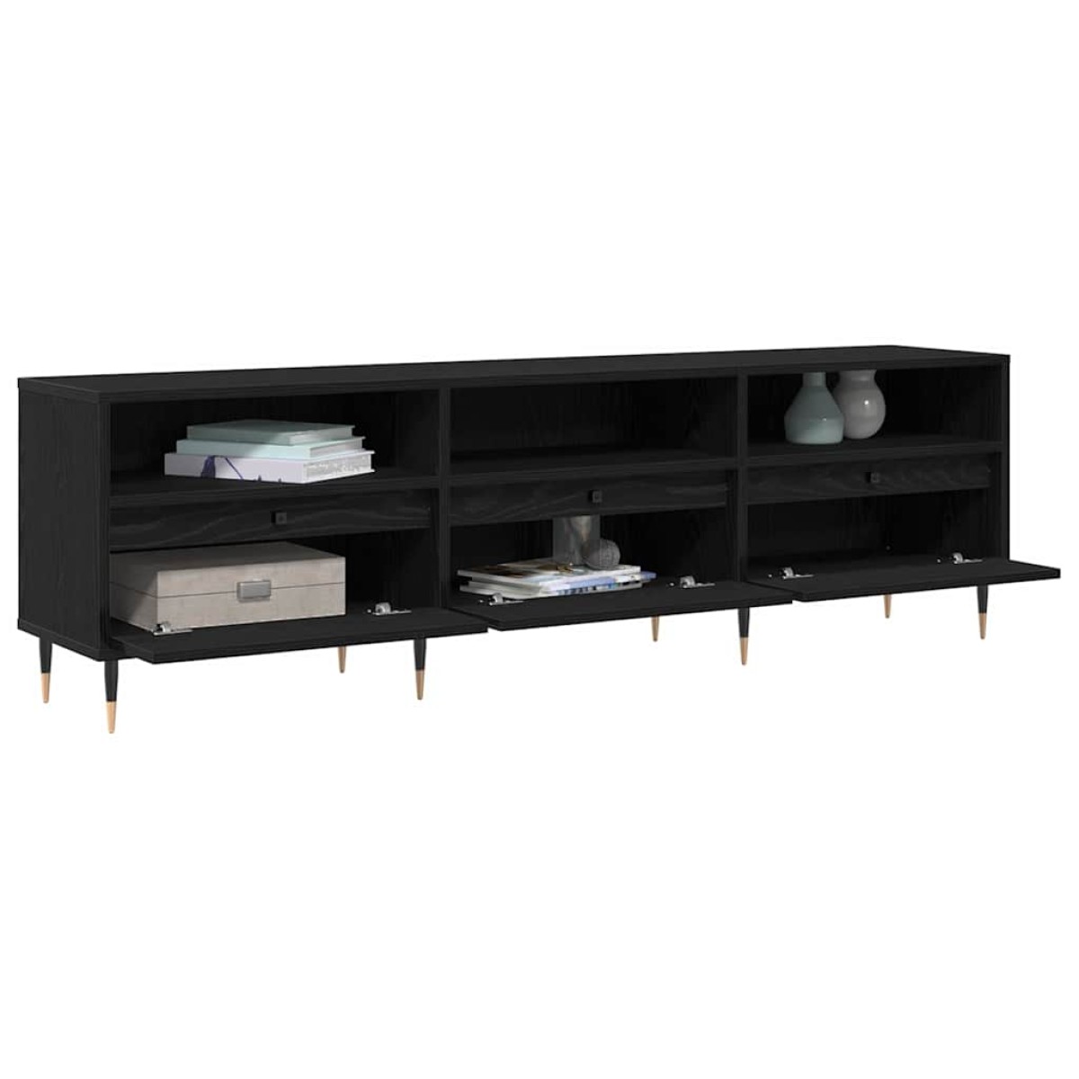 vidaXL Ντουλάπι TV 150 x 30 x 45 εκ Μαύρη Οξυά Επεξεργασμένο Ξύλο