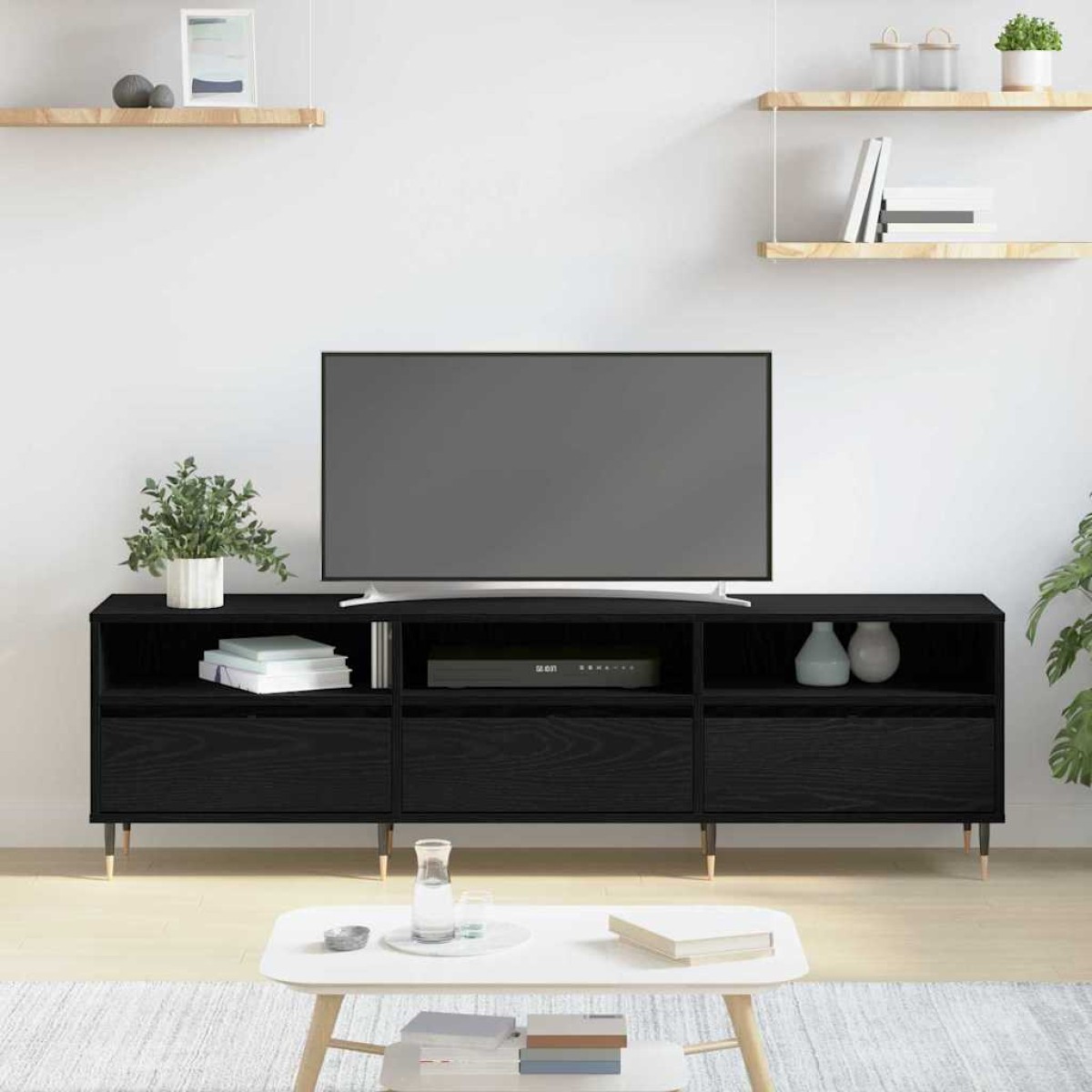 vidaXL Ντουλάπι TV 150 x 30 x 45 εκ Μαύρη Οξυά Επεξεργασμένο Ξύλο