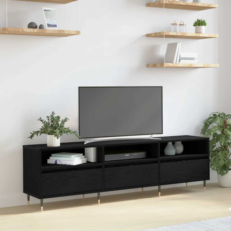 vidaXL Ντουλάπι TV 150 x 30 x 45 εκ Μαύρη Οξυά Επεξεργασμένο Ξύλο