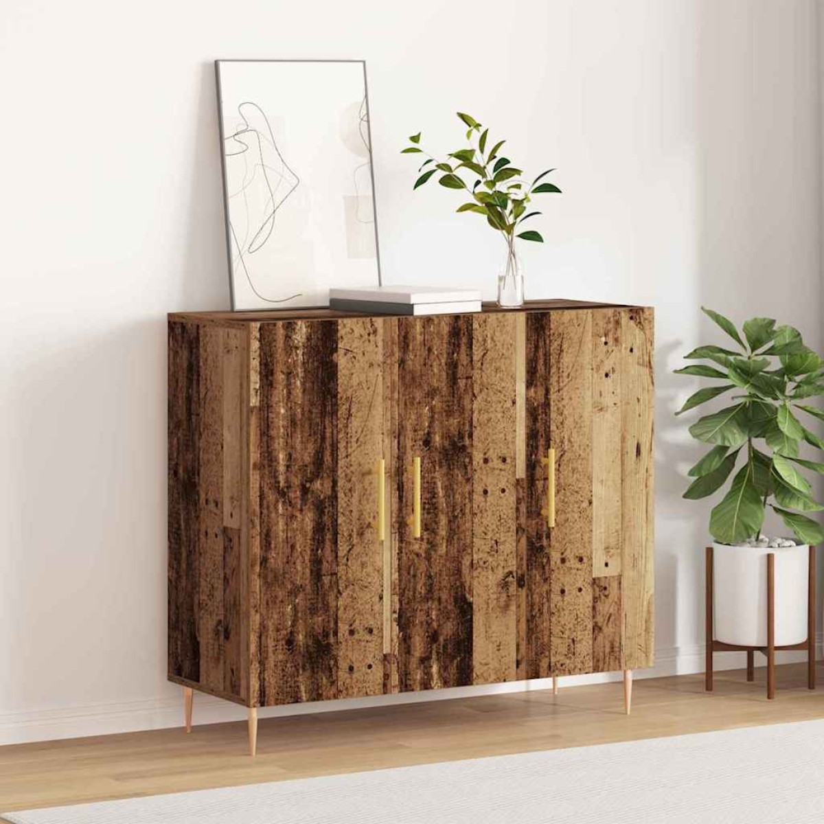 vidaXL Πλαϊνό γραφείο Παλιό ξύλο 90 x 34 x 80 εκ. Επεξεργασμένο Ξύλο