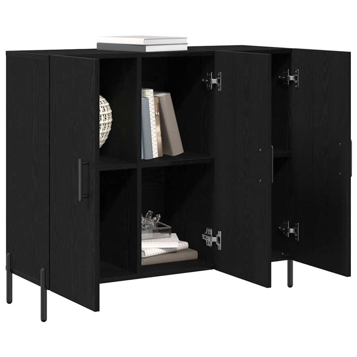 vidaXL Πλαϊνό γραφείο Μαύρη Οξυά 90 x 34 x 80 εκ. Επεξεργασμένο Ξύλο