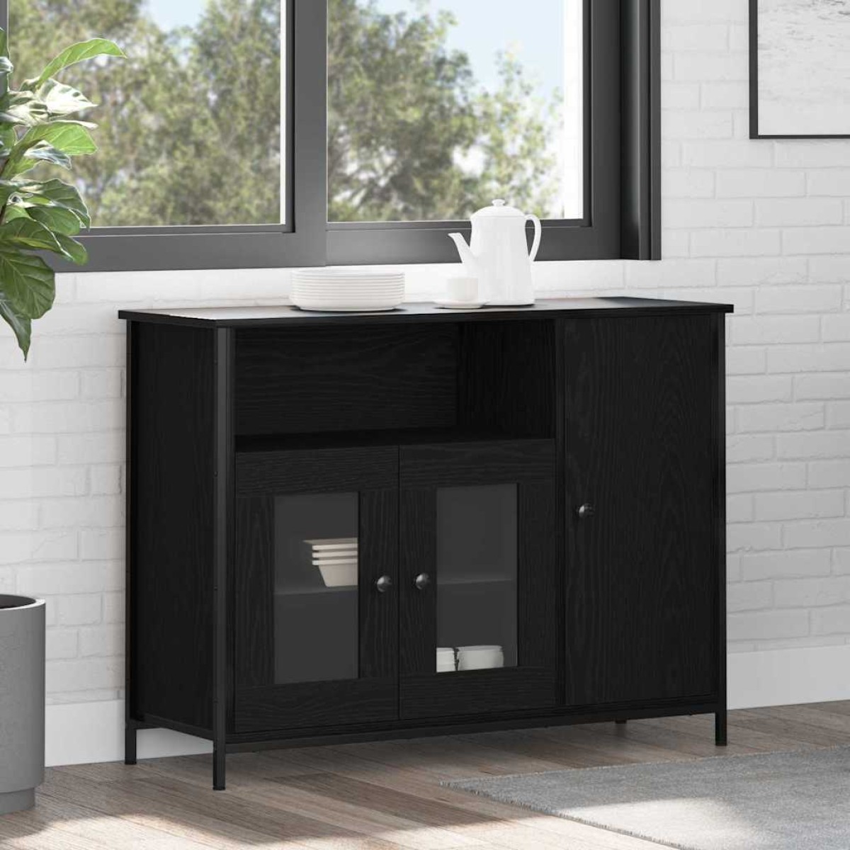 vidaXL Πλαϊνό γραφείο Μαύρη Οξυά 100 x 35 x 75 εκ.