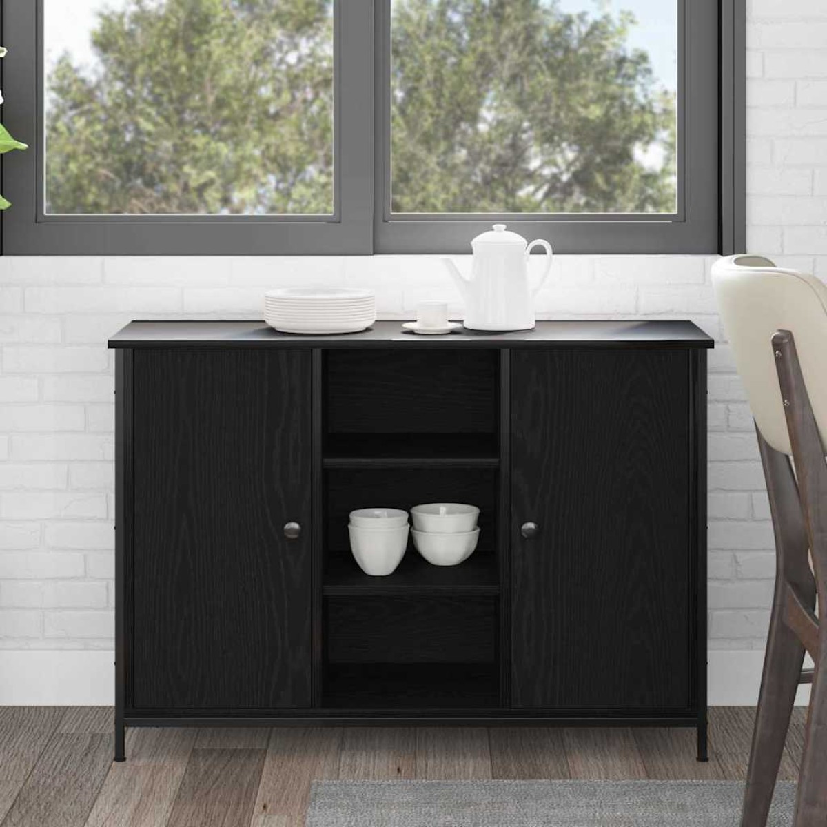 vidaXL Πλαϊνό γραφείο Μαύρη Οξυά 100 x 35 x 70 εκ.