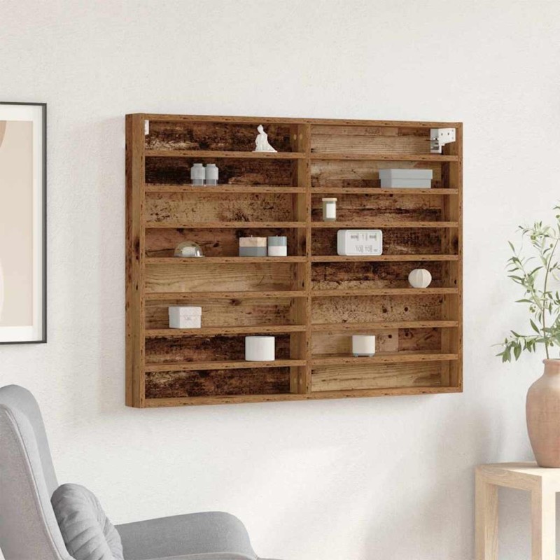 vidaXL Βιτρίνα Επιτοίχιο Παλιό ξύλο 100 x 8,5 x 75 cm