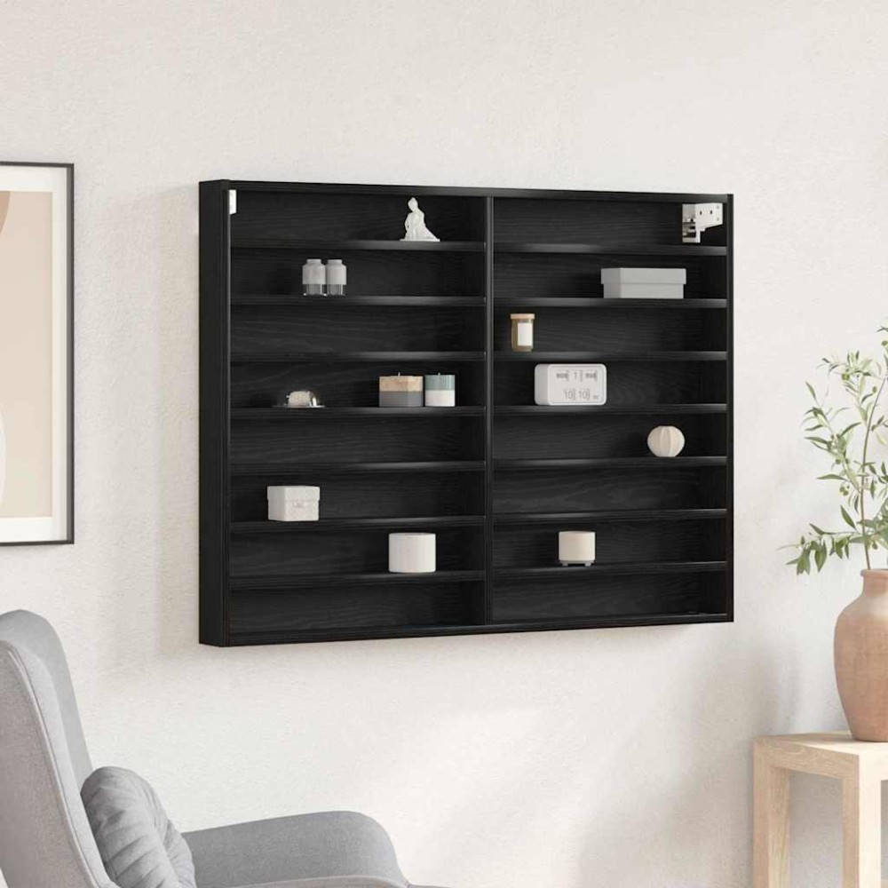 vidaXL Βιτρίνα Επιτοίχιο Μαύρη Οξυά 100 x 8,5 x 75 cm