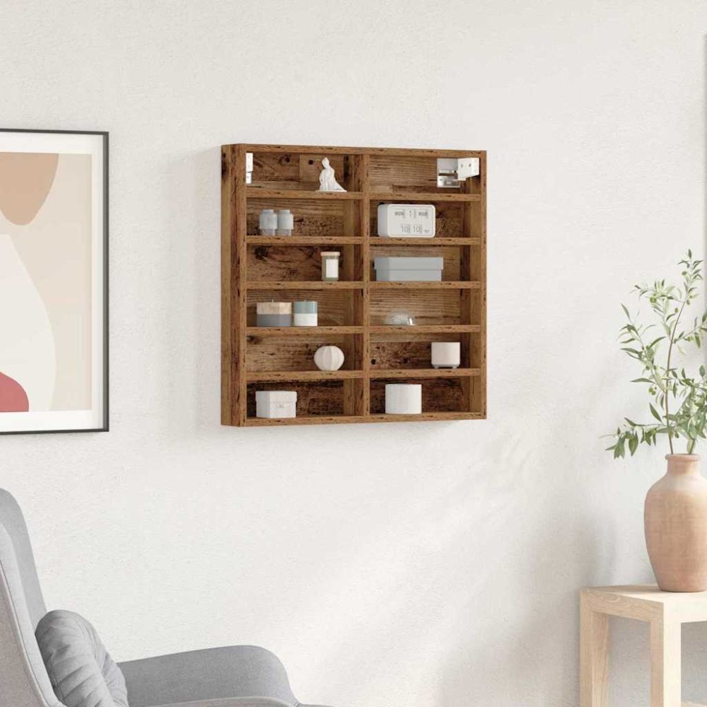vidaXL Βιτρίνα Επιτοίχιο Παλιό ξύλο 60 x 8,5 x 58 εκ