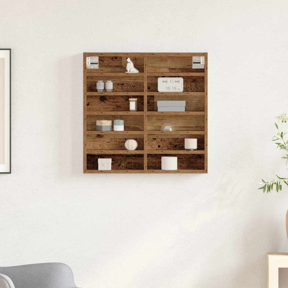 vidaXL Βιτρίνα Επιτοίχιο Παλιό ξύλο 60 x 8,5 x 58 εκ