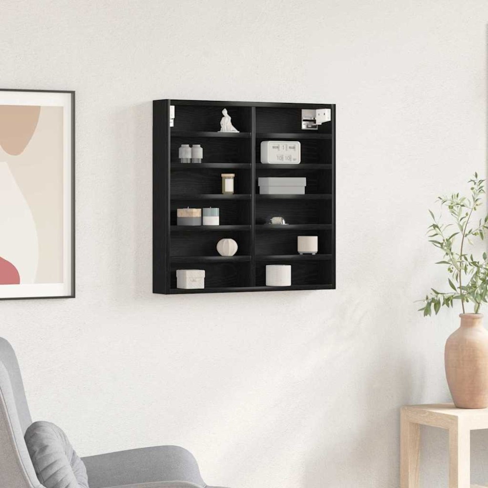 vidaXL Βιτρίνα Επιτοίχιο Μαύρη Οξυά 60 x 8,5 x 58 εκ