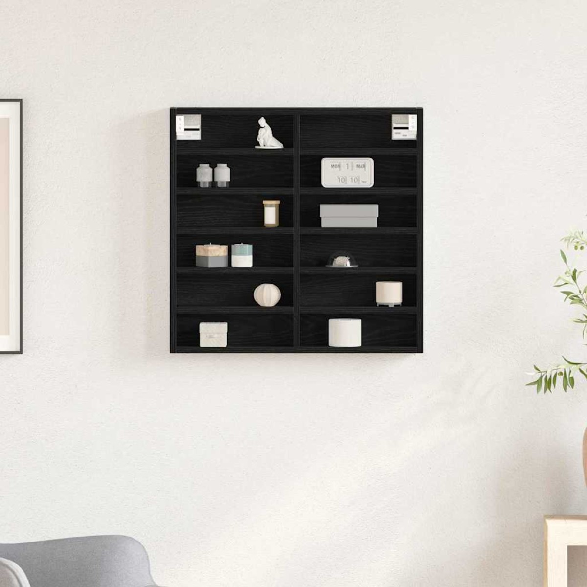 vidaXL Βιτρίνα Επιτοίχιο Μαύρη Οξυά 60 x 8,5 x 58 εκ