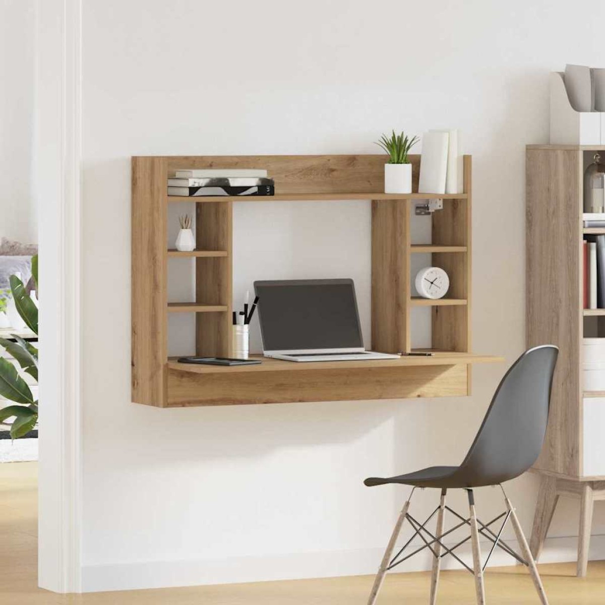 vidaXL Επιτοίχιο γραφείο artisan δρυς 105 x 48 x 75 εκ.