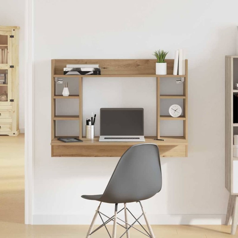 vidaXL Επιτοίχιο γραφείο artisan δρυς 105 x 48 x 75 εκ.