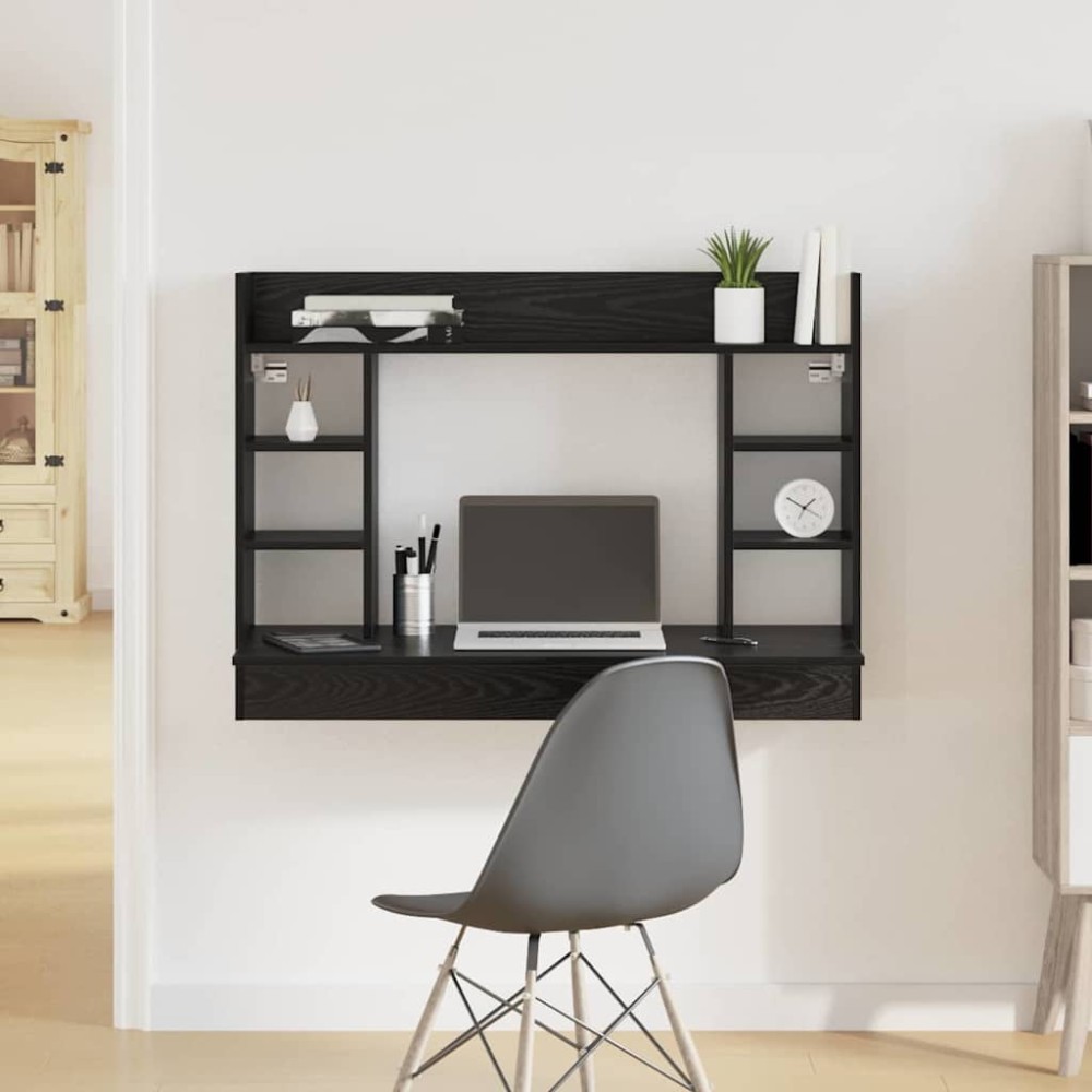 vidaXL Επιτοίχιο γραφείο Μαύρη δρυς 105 x 48 x 75 εκ.