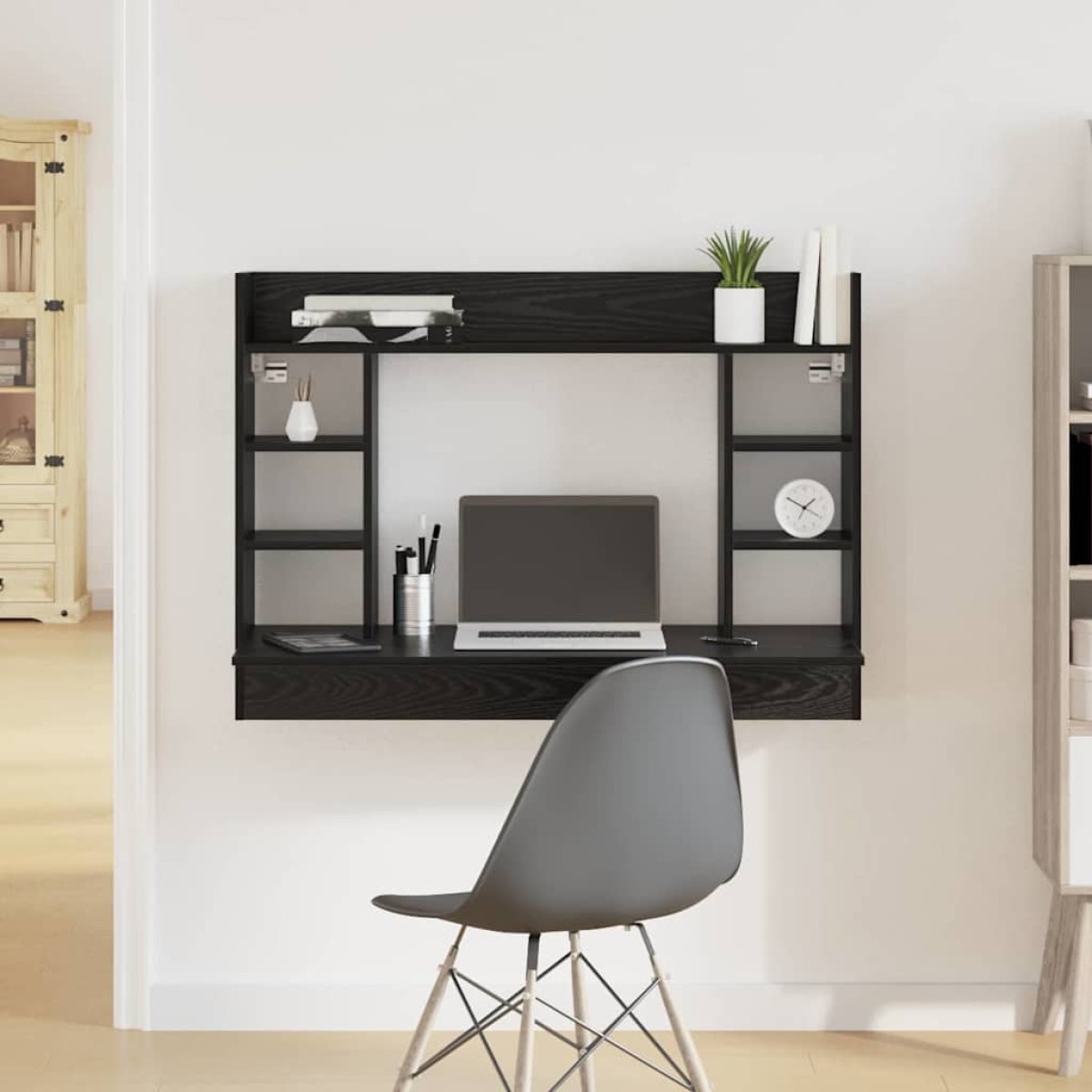vidaXL Επιτοίχιο γραφείο Μαύρη δρυς 105 x 48 x 75 εκ.