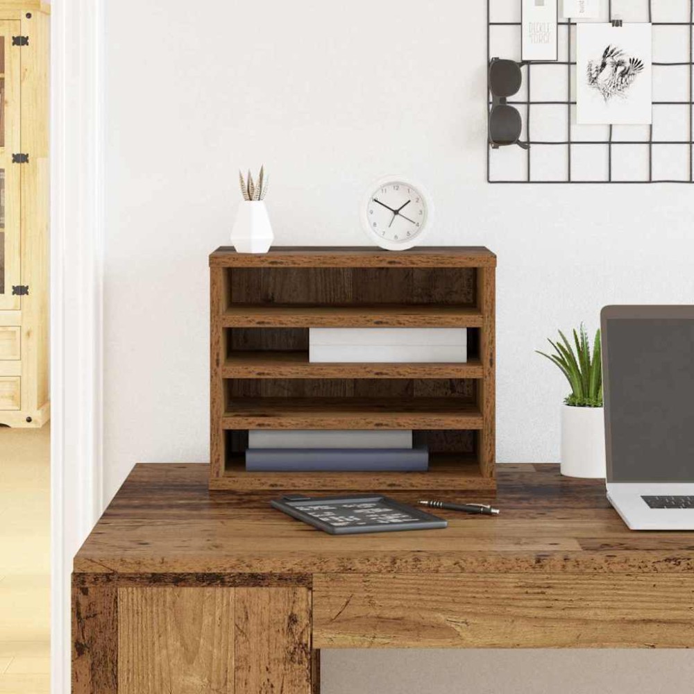 vidaXL Οργανωτής Γραφείου Παλιό ξύλο 36 x 26 x 29,5 εκ