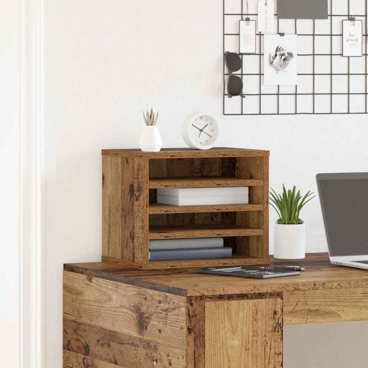vidaXL Οργανωτής Γραφείου Παλιό ξύλο 36 x 26 x 29,5 εκ