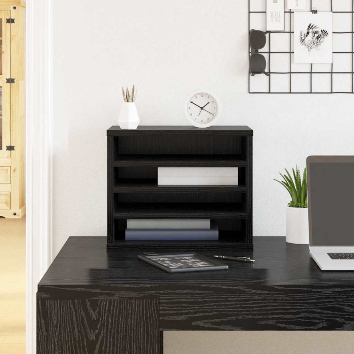 vidaXL Οργανωτής Γραφείου Μαύρη Οξυά 36 x 26 x 29,5 εκ
