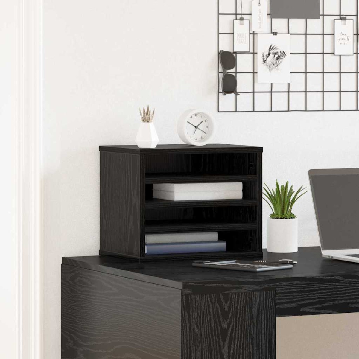 vidaXL Οργανωτής Γραφείου Μαύρη Οξυά 36 x 26 x 29,5 εκ