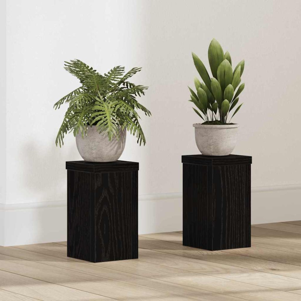vidaXL Βάση φυτών 2 τμχ. Μαύρη Οξυά 10 x 10 x 18 cm Επεξεργασμένο Ξύλο
