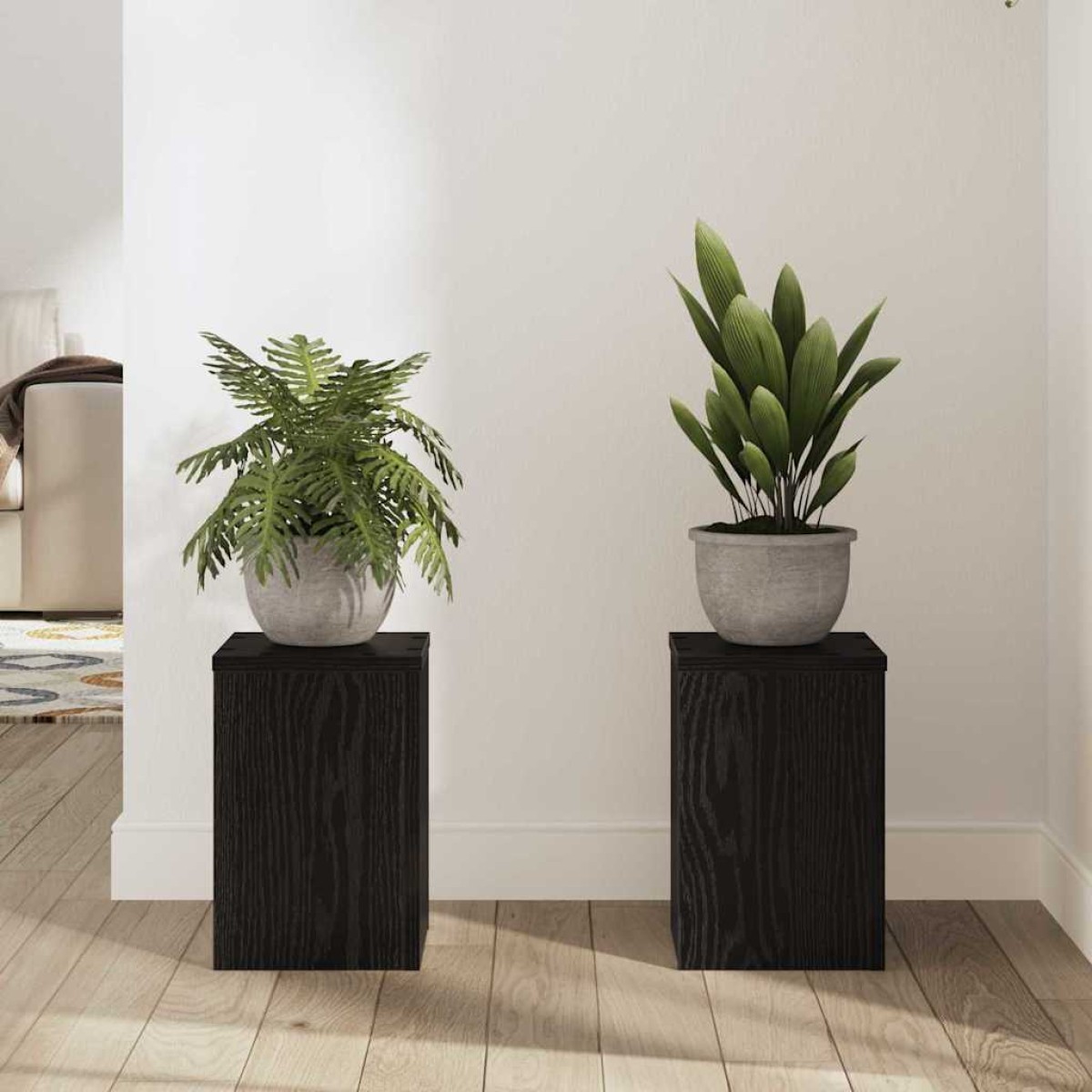 vidaXL Βάση φυτών 2 τμχ. Μαύρη Οξυά 20 x 20 x 30 cm Επεξεργασμένο Ξύλο