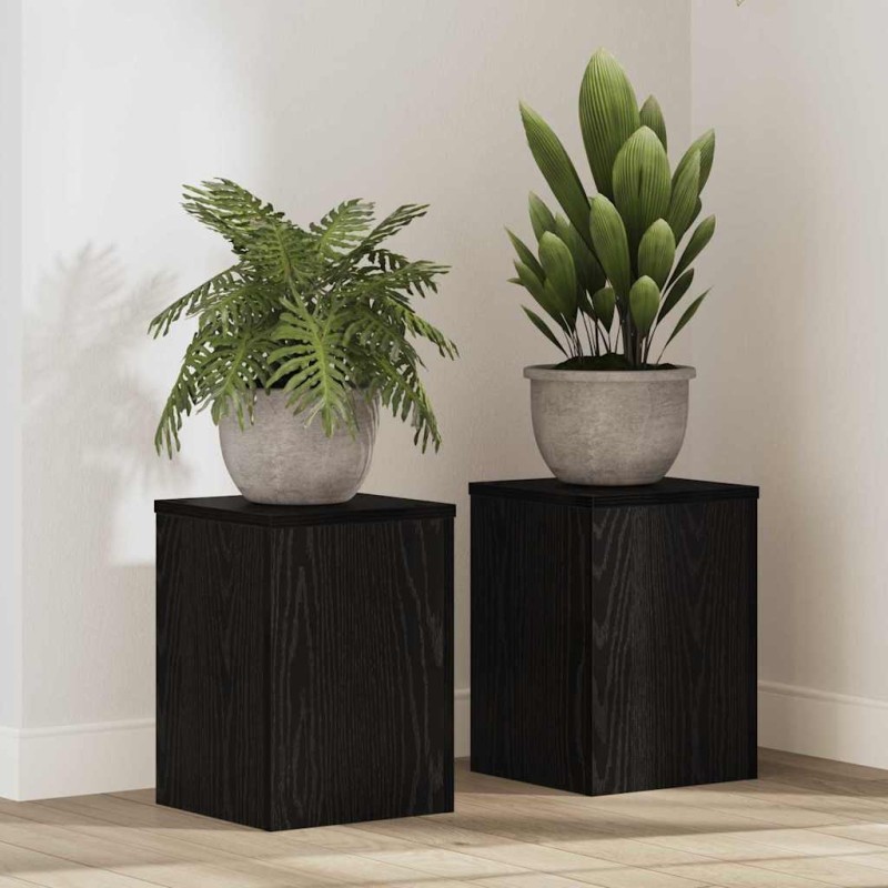 vidaXL Βάση φυτών 2 τμχ. Μαύρη Οξυά 25 x 25 x 35 cm Επεξεργασμένο Ξύλο