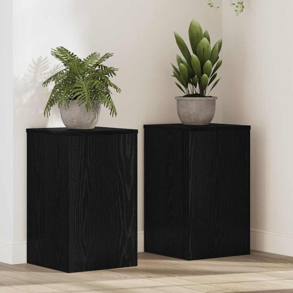 vidaXL Βάση φυτών 2 τμχ. Μαύρη Οξυά 30 x 30 x 50 cm Επεξεργασμένο Ξύλο