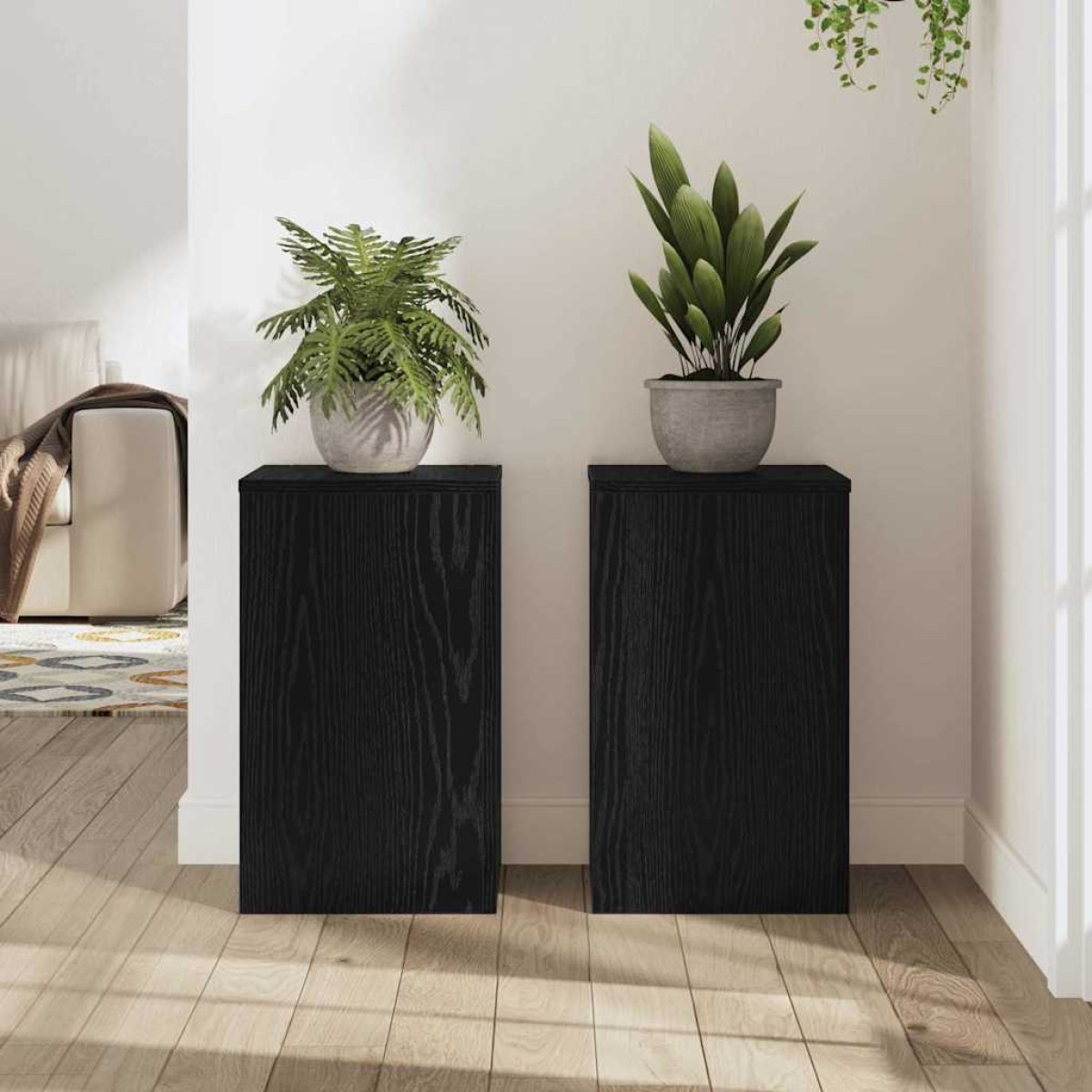 vidaXL Βάση φυτών 2 τμχ. Μαύρη Οξυά 30 x 30 x 50 cm Επεξεργασμένο Ξύλο